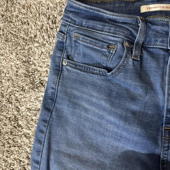 Levis 721 High Rise Skinny Jeans Womens 24 Blue Denim Stretch Water Less - Picture 4 of 13
